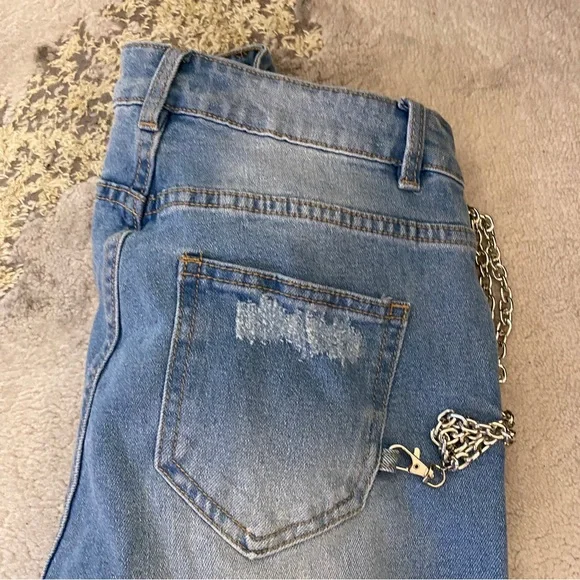 3 for 30$ American Bazi Women's Distressed  Cutout Denim Skinny Jogger Jeans  M - Picture 8 of 10